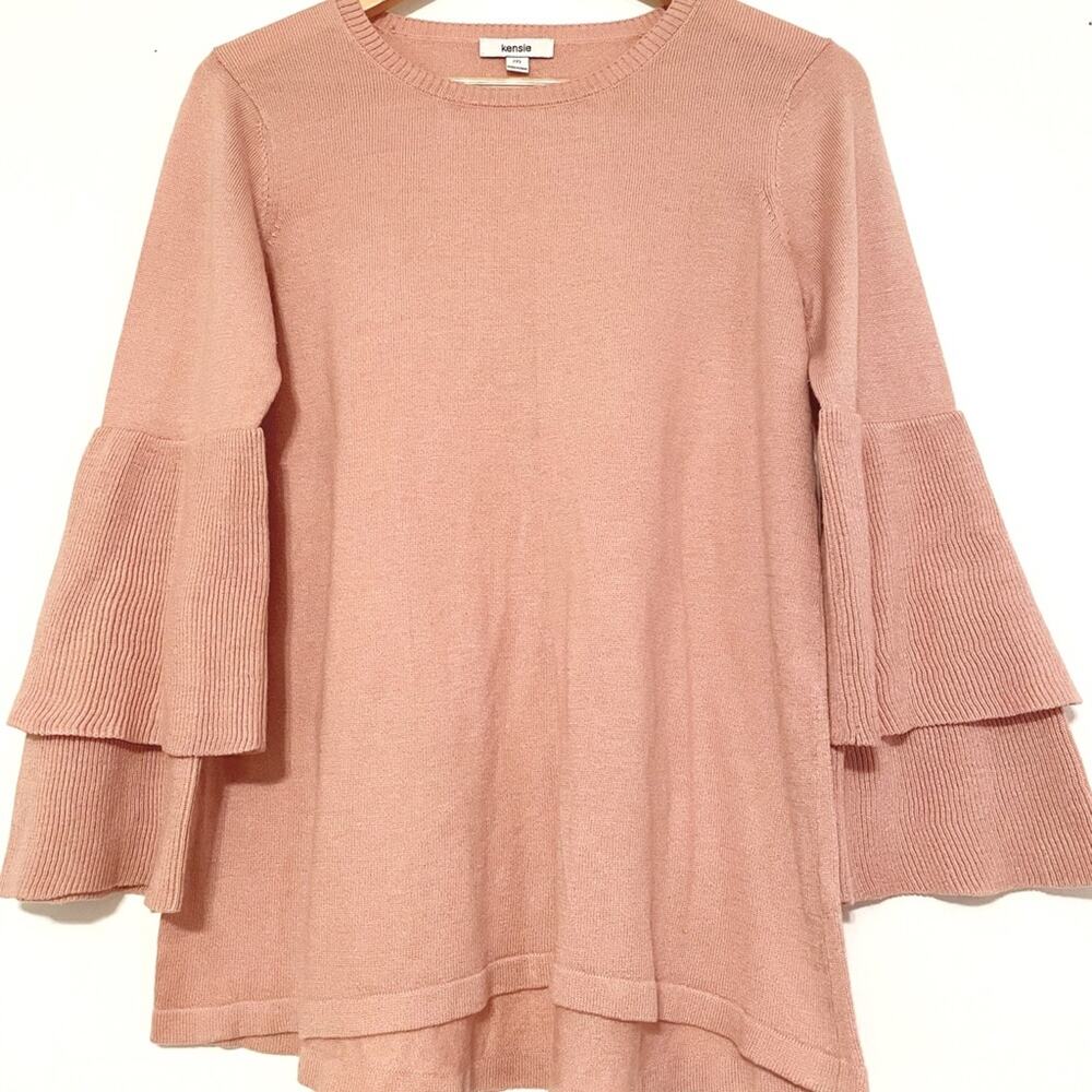 Kensie blush pink double bell sleeve sweater SZ M